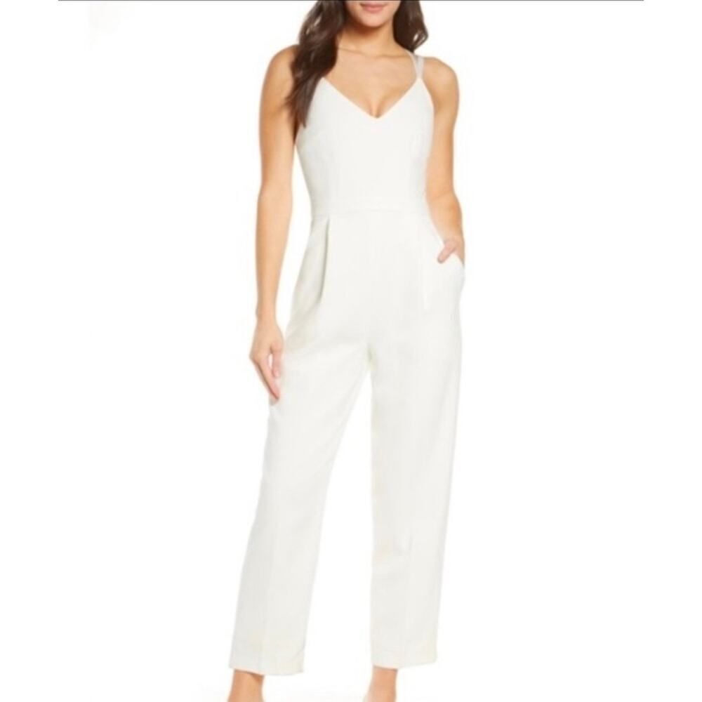 French Connection Anana Whisper Jumpsuit Women's 6 Off White Sleeveless Ankle